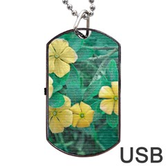 Yellow Flowers At Nature Dog Tag Usb Flash (two Sides) by dflcprints