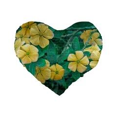 Yellow Flowers At Nature Standard 16  Premium Heart Shape Cushions by dflcprints