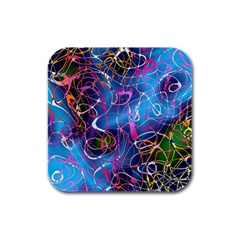 Background Chaos Mess Colorful Rubber Square Coaster (4 Pack)  by Nexatart