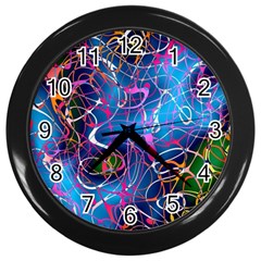 Background Chaos Mess Colorful Wall Clocks (black) by Nexatart