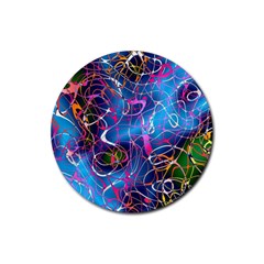 Background Chaos Mess Colorful Rubber Round Coaster (4 Pack)  by Nexatart