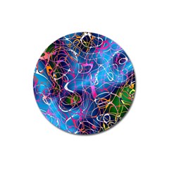 Background Chaos Mess Colorful Magnet 3  (round) by Nexatart