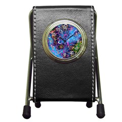 Background Chaos Mess Colorful Pen Holder Desk Clocks by Nexatart