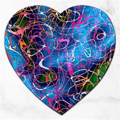 Background Chaos Mess Colorful Jigsaw Puzzle (heart) by Nexatart