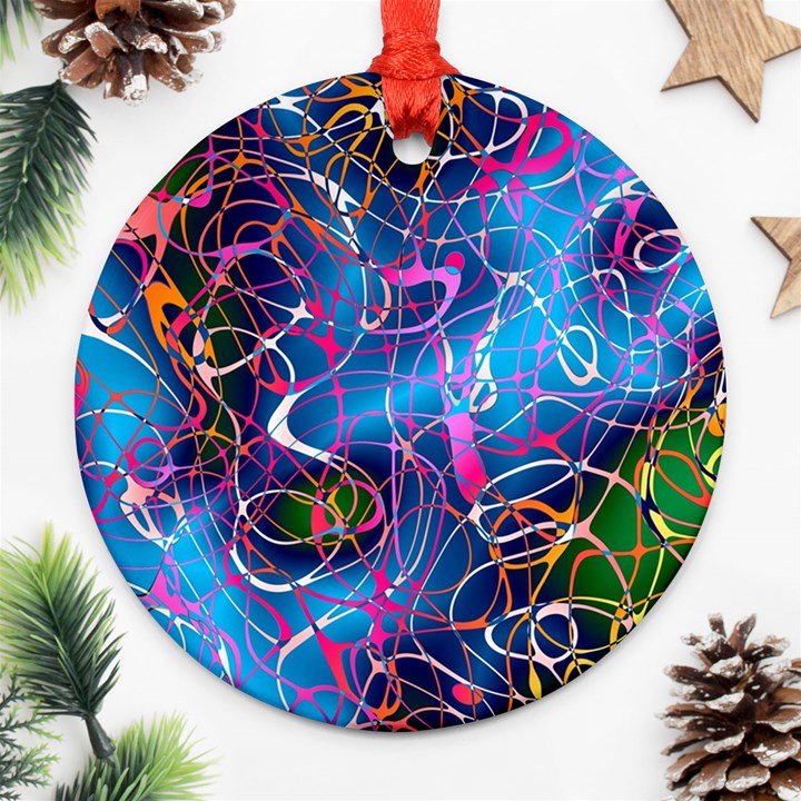 Background Chaos Mess Colorful Round Ornament (Two Sides)