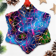 Background Chaos Mess Colorful Snowflake Ornament (two Sides) by Nexatart