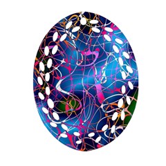 Background Chaos Mess Colorful Oval Filigree Ornament (two Sides) by Nexatart