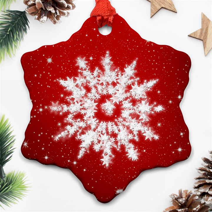 Background Christmas Star Snowflake Ornament (Two Sides)