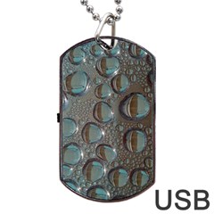 Drop Of Water Condensation Fractal Dog Tag Usb Flash (two Sides) by Nexatart