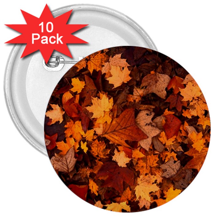 Fall Foliage Autumn Leaves October 3  Buttons (10 pack) 