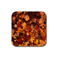 Fall Foliage Autumn Leaves October Rubber Coaster (square)  by Nexatart