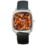 Fall Foliage Autumn Leaves October Square Metal Watch Front