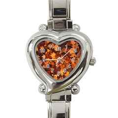 Fall Foliage Autumn Leaves October Heart Italian Charm Watch by Nexatart