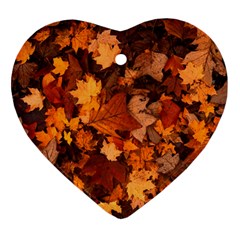 Fall Foliage Autumn Leaves October Heart Ornament (two Sides) by Nexatart