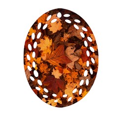 Fall Foliage Autumn Leaves October Oval Filigree Ornament (two Sides) by Nexatart