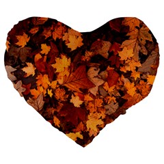 Fall Foliage Autumn Leaves October Large 19  Premium Heart Shape Cushions by Nexatart