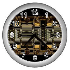 Board Digitization Circuits Wall Clocks (silver)  by Nexatart