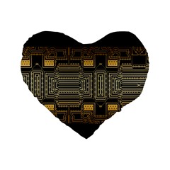 Board Digitization Circuits Standard 16  Premium Heart Shape Cushions by Nexatart