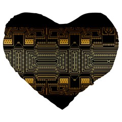 Board Digitization Circuits Large 19  Premium Heart Shape Cushions by Nexatart