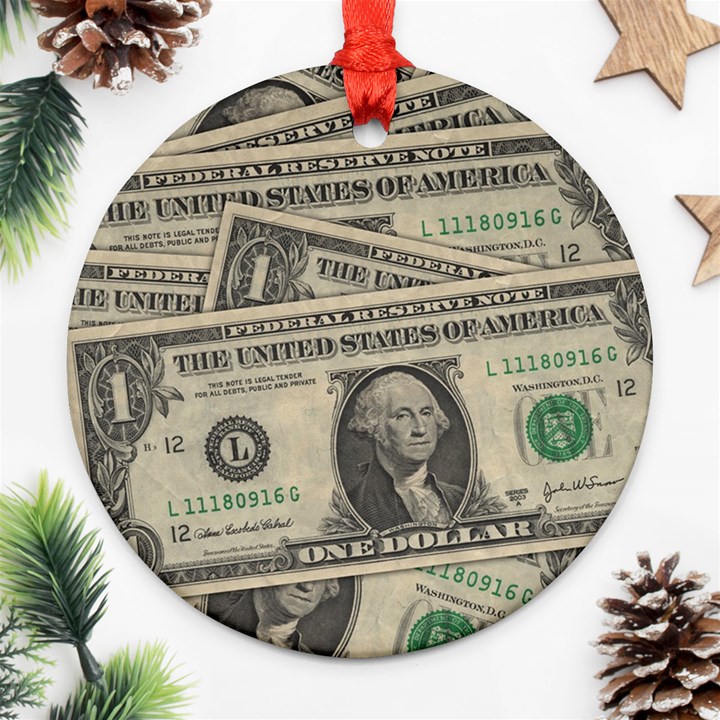 Dollar Currency Money Us Dollar Ornament (Round)