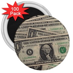 Dollar Currency Money Us Dollar 3  Magnets (100 Pack) by Nexatart