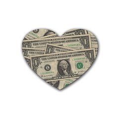 Dollar Currency Money Us Dollar Rubber Coaster (heart)  by Nexatart