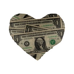 Dollar Currency Money Us Dollar Standard 16  Premium Heart Shape Cushions by Nexatart