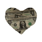 Dollar Currency Money Us Dollar Standard 16  Premium Heart Shape Cushions Front