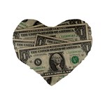 Dollar Currency Money Us Dollar Standard 16  Premium Heart Shape Cushions Back