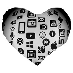 Icon Ball Logo Google Networking Large 19  Premium Flano Heart Shape Cushions by Nexatart