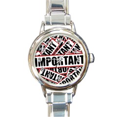 Important Stamp Imprint Round Italian Charm Watch by Nexatart