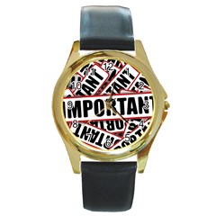 Important Stamp Imprint Round Gold Metal Watch by Nexatart