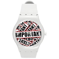 Important Stamp Imprint Round Plastic Sport Watch (m) by Nexatart