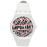 Important Stamp Imprint Round Plastic Sport Watch (M) Front