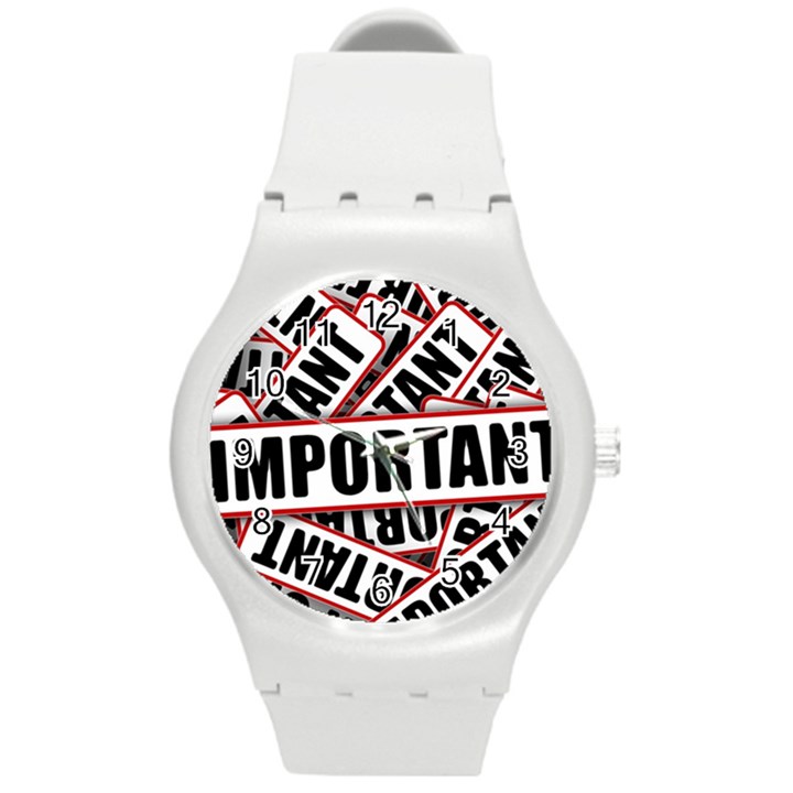 Important Stamp Imprint Round Plastic Sport Watch (M)