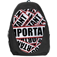 Important Stamp Imprint Backpack Bag by Nexatart