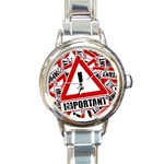 Important Stamp Imprint Round Italian Charm Watch Front