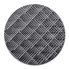 Grid Wire Mesh Stainless Rods Round Mousepads by Nexatart