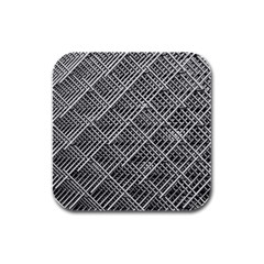 Grid Wire Mesh Stainless Rods Rubber Square Coaster (4 Pack)  by Nexatart