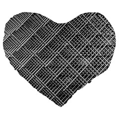 Grid Wire Mesh Stainless Rods Large 19  Premium Flano Heart Shape Cushions by Nexatart