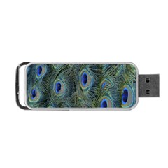 Peacock Feathers Blue Bird Nature Portable Usb Flash (one Side) by Nexatart