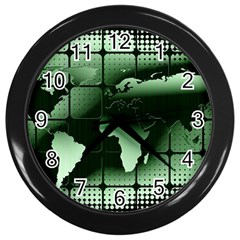 Matrix Earth Global International Wall Clocks (black) by Nexatart