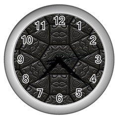 Tile Emboss Luxury Artwork Depth Wall Clocks (silver)  by Nexatart