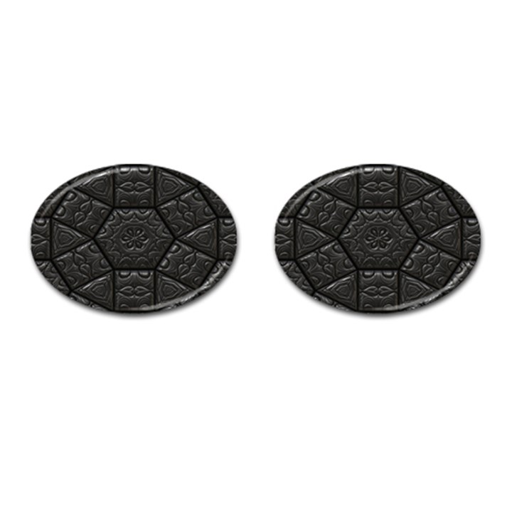 Tile Emboss Luxury Artwork Depth Cufflinks (Oval)