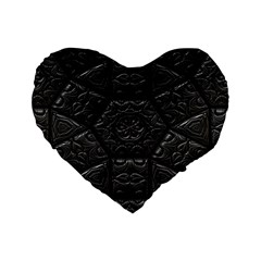 Tile Emboss Luxury Artwork Depth Standard 16  Premium Flano Heart Shape Cushions by Nexatart