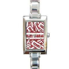 Travel Warning Shield Stamp Rectangle Italian Charm Watch by Nexatart