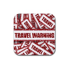 Travel Warning Shield Stamp Rubber Coaster (square)  by Nexatart