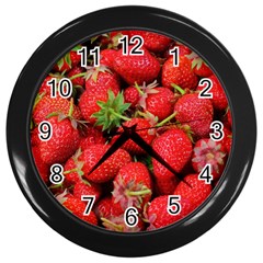 Strawberries Berries Fruit Wall Clocks (black) by Nexatart