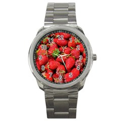 Strawberries Berries Fruit Sport Metal Watch