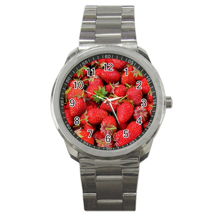 Strawberries Berries Fruit Sport Metal Watch